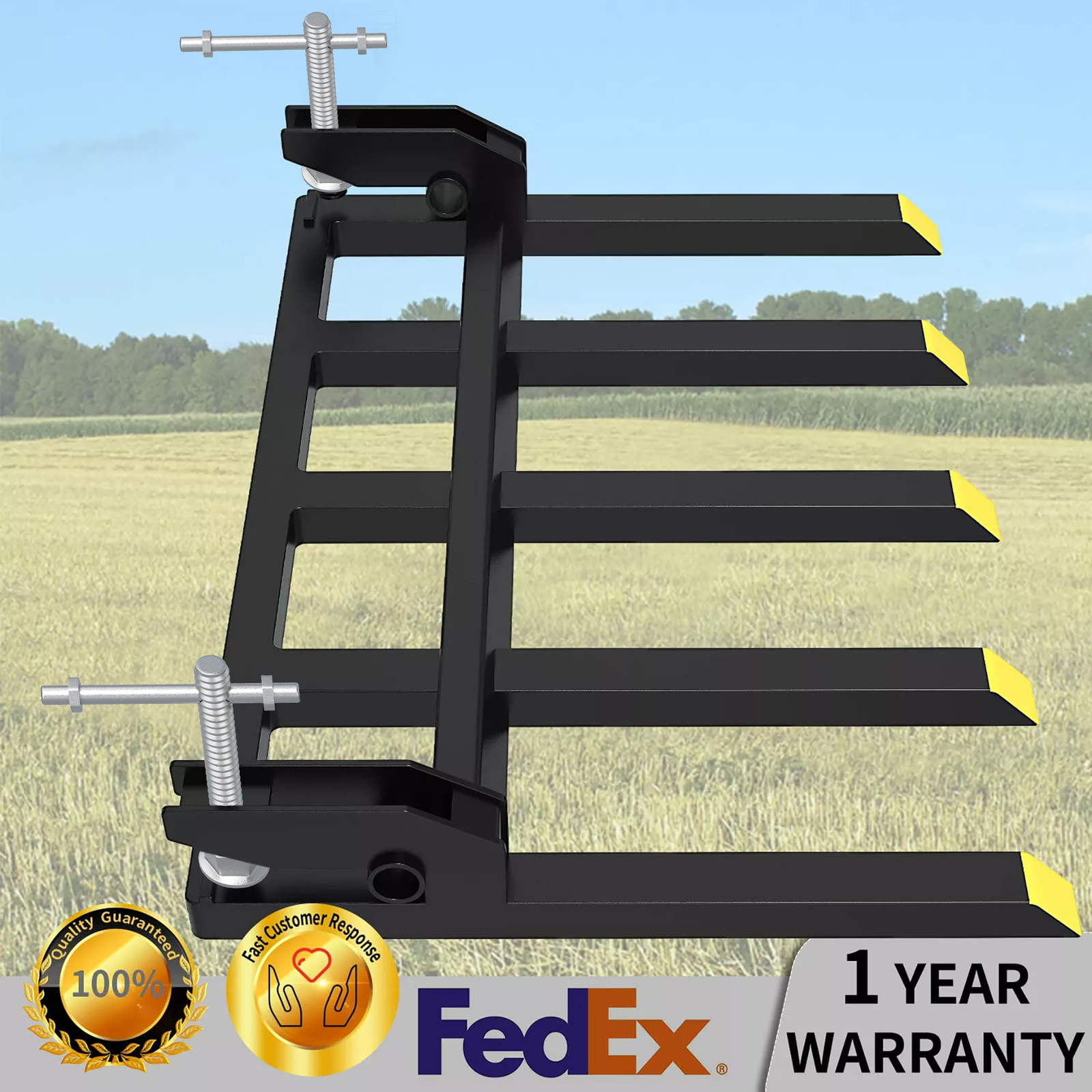 42" Heavy Duty Debris Fork for Tractor Skid Steer Buckets Clamp on Trash Forks