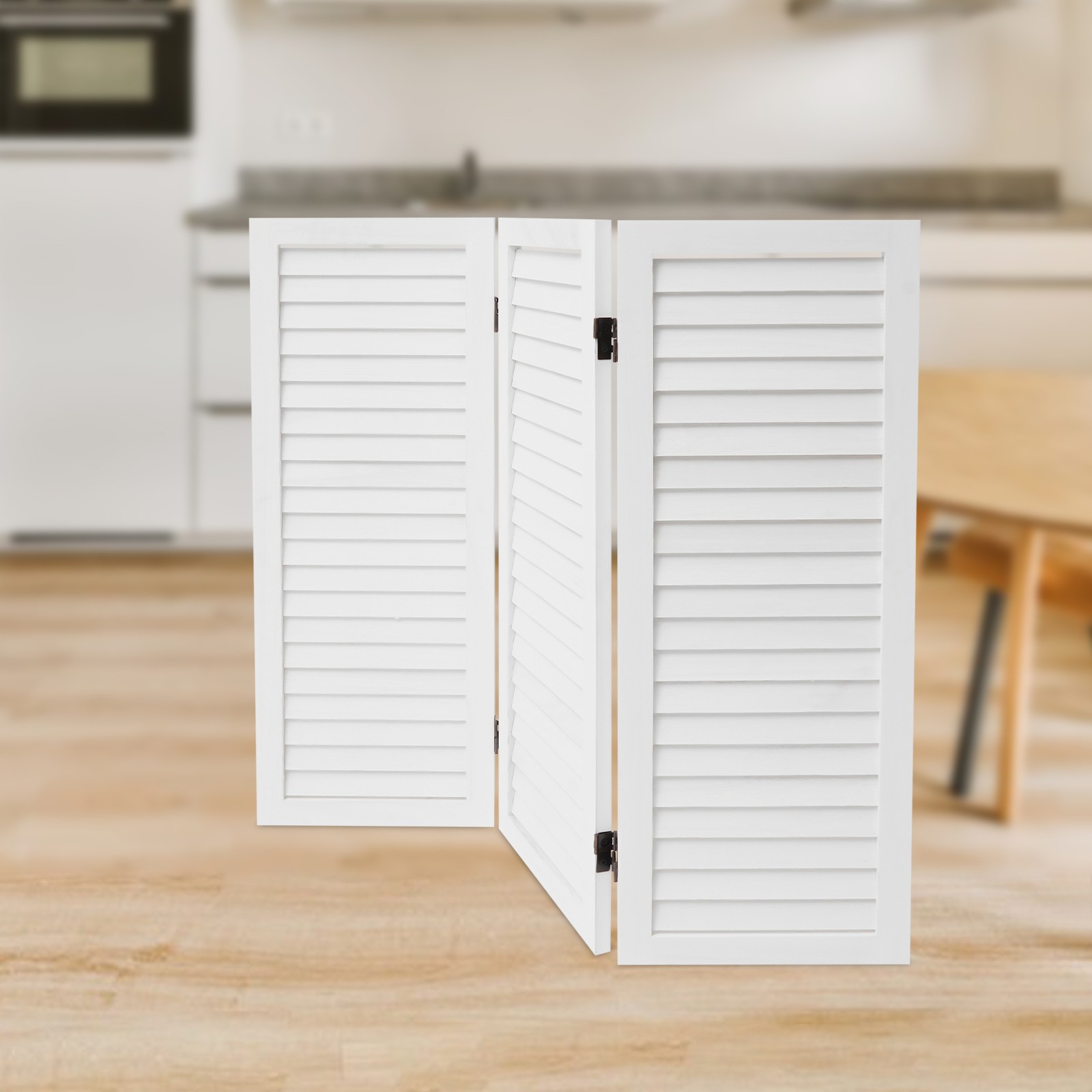 3-Panel Folding Room Divider Indoor Wooden Wall Separation Privacy Screen White