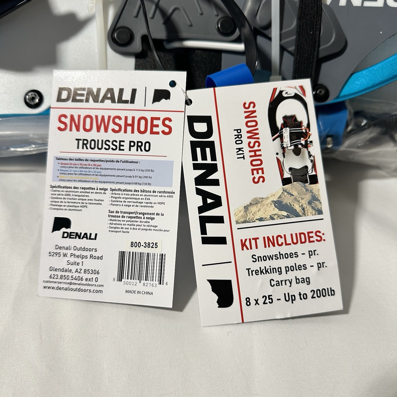 Denali Pro Snowshoes Kit 8x25 | Winter Hiking Set w/Poles, Carry Bag, 200 lb
