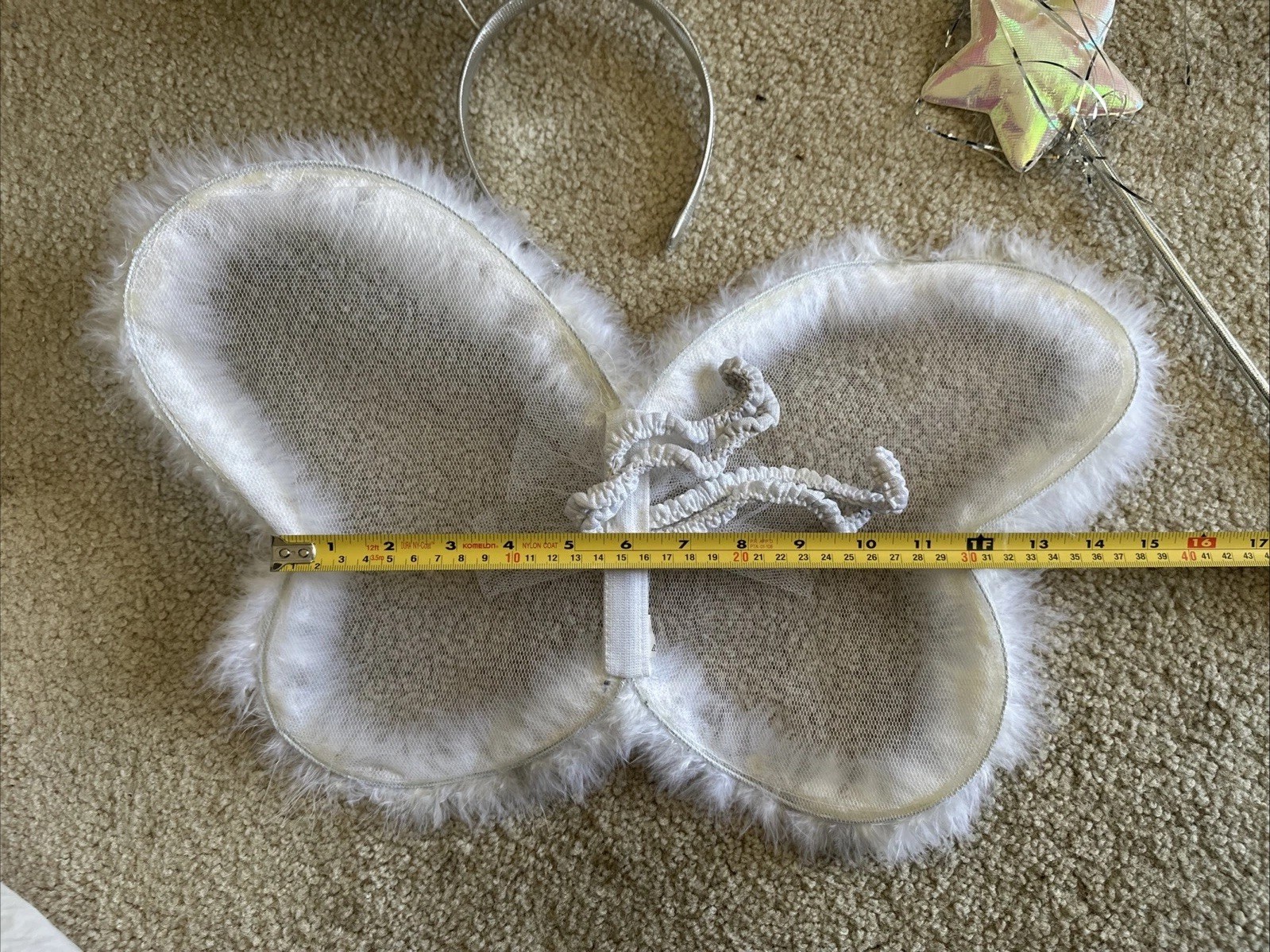 Halloween Costume Angel Wings Headband Star Wand Tinsel White Adult Child
