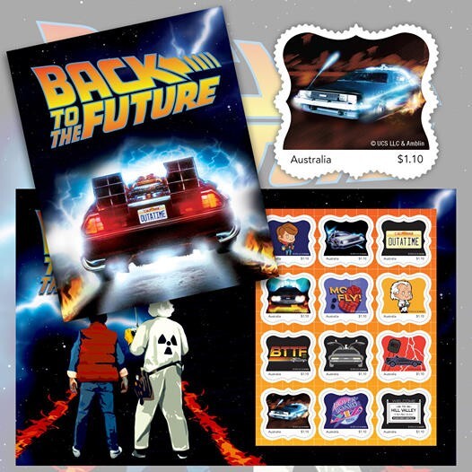 BACK TO THE FUTURE stamp pack Australia Post 2020 Marty McFly Delorean 80s NEW