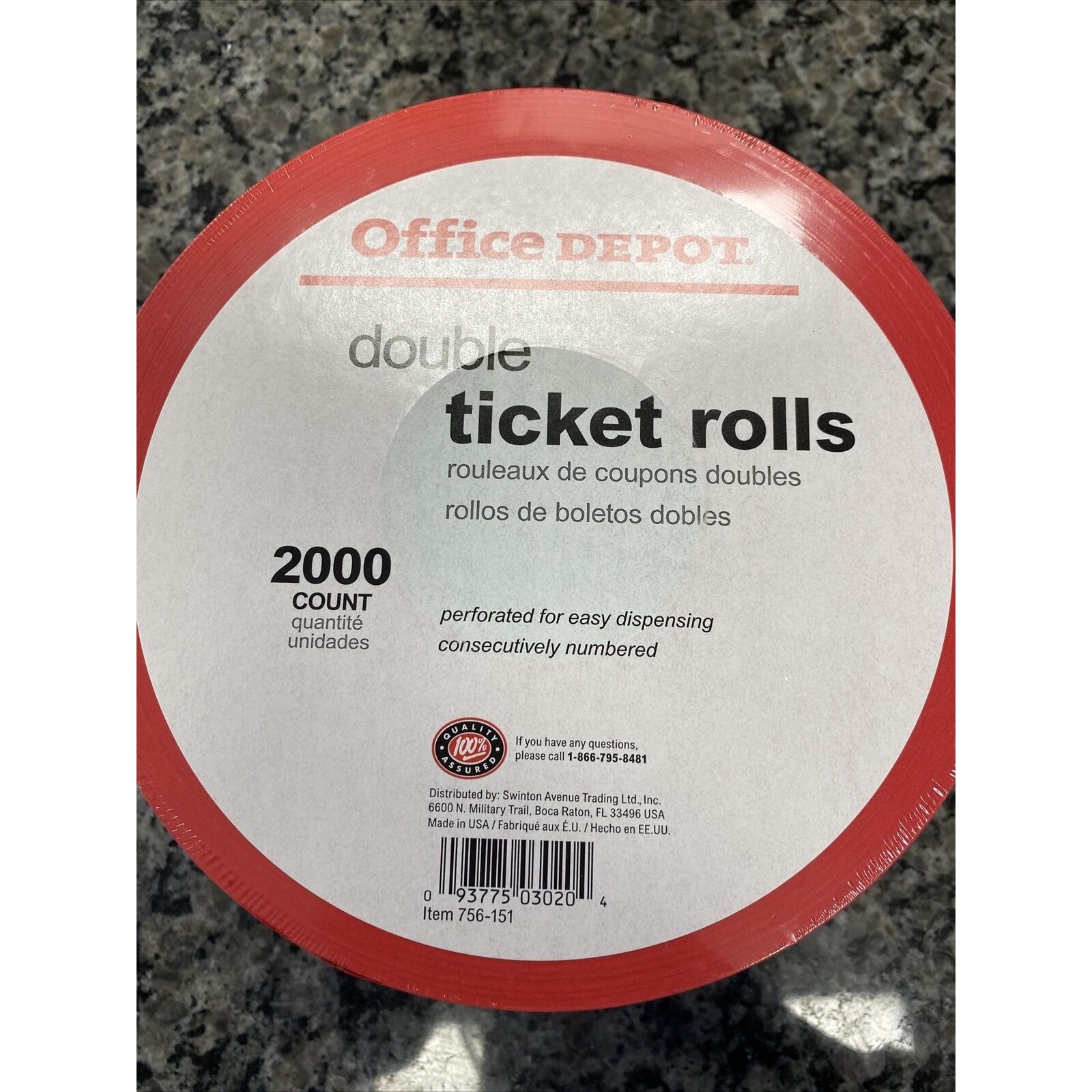Lot of 2 Office Depot Double Stub Raffle Tickets Roll of 2000 Unopened Roll NEW