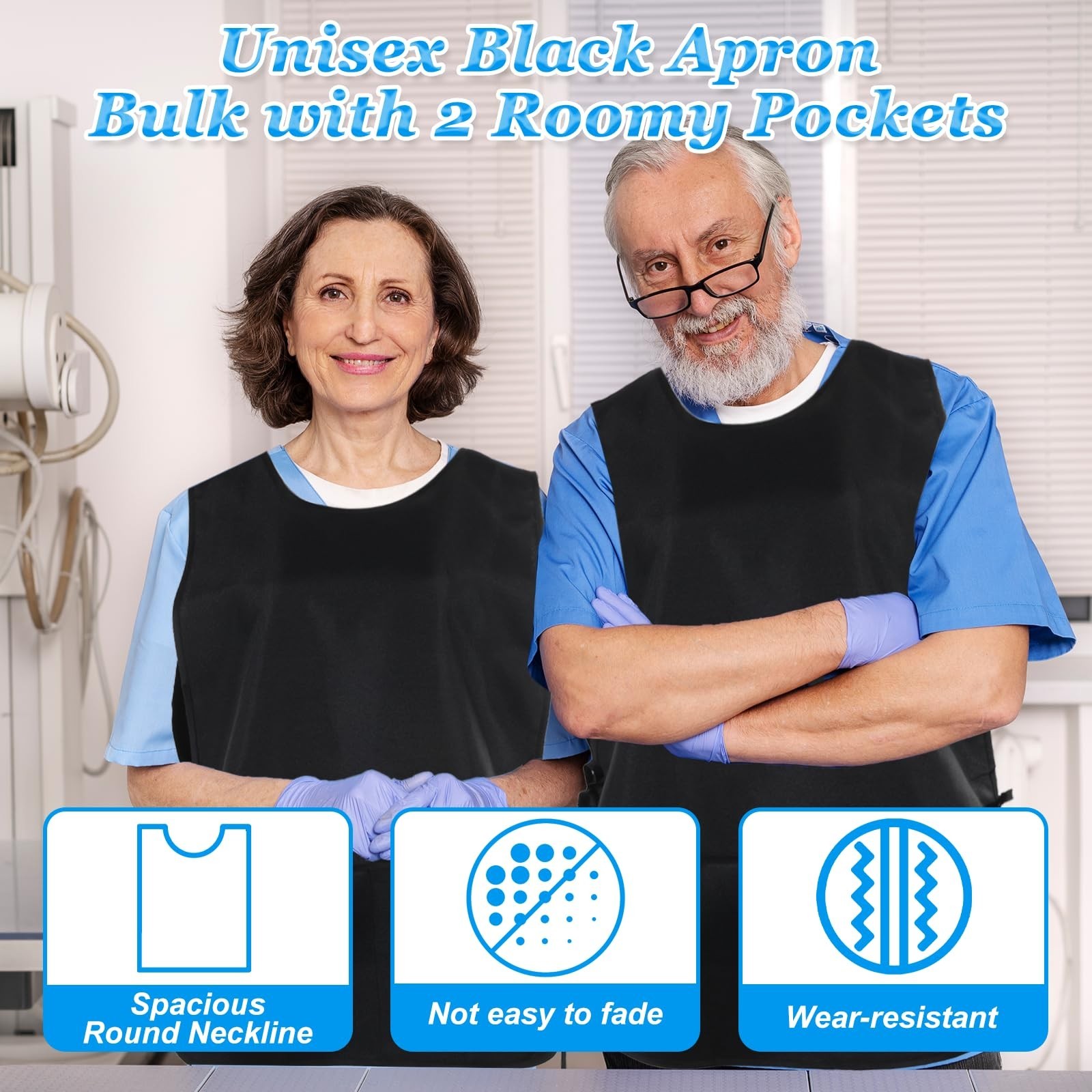 4 Pack Black Waterproof Apron Cobbler Apron Unisex Work Aprons with 2 Deep Po...