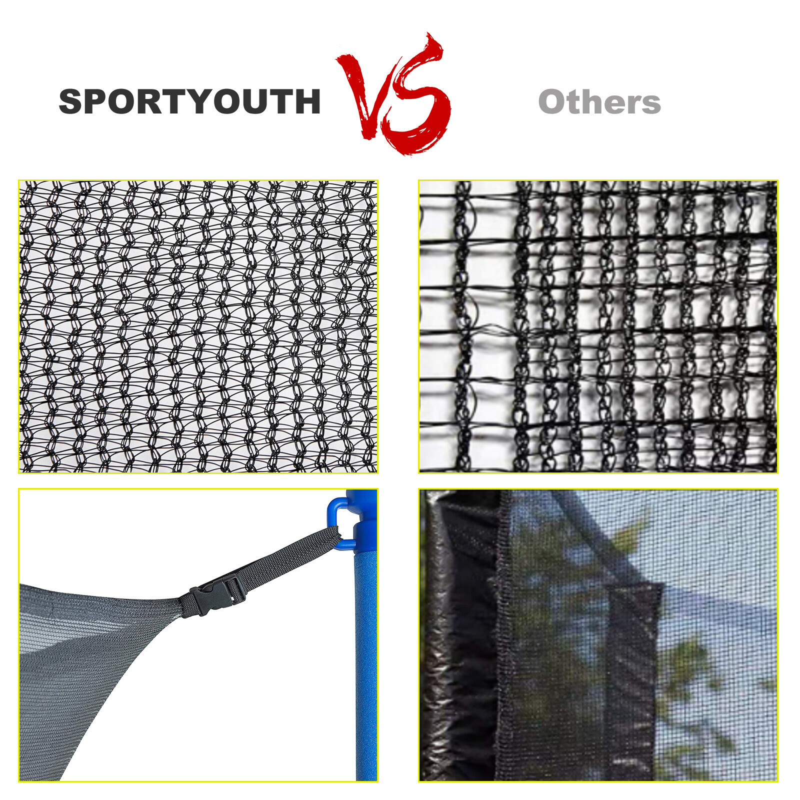 14FT 6Poles Black Enclosure Net Trampoline Replacement Safety Netting