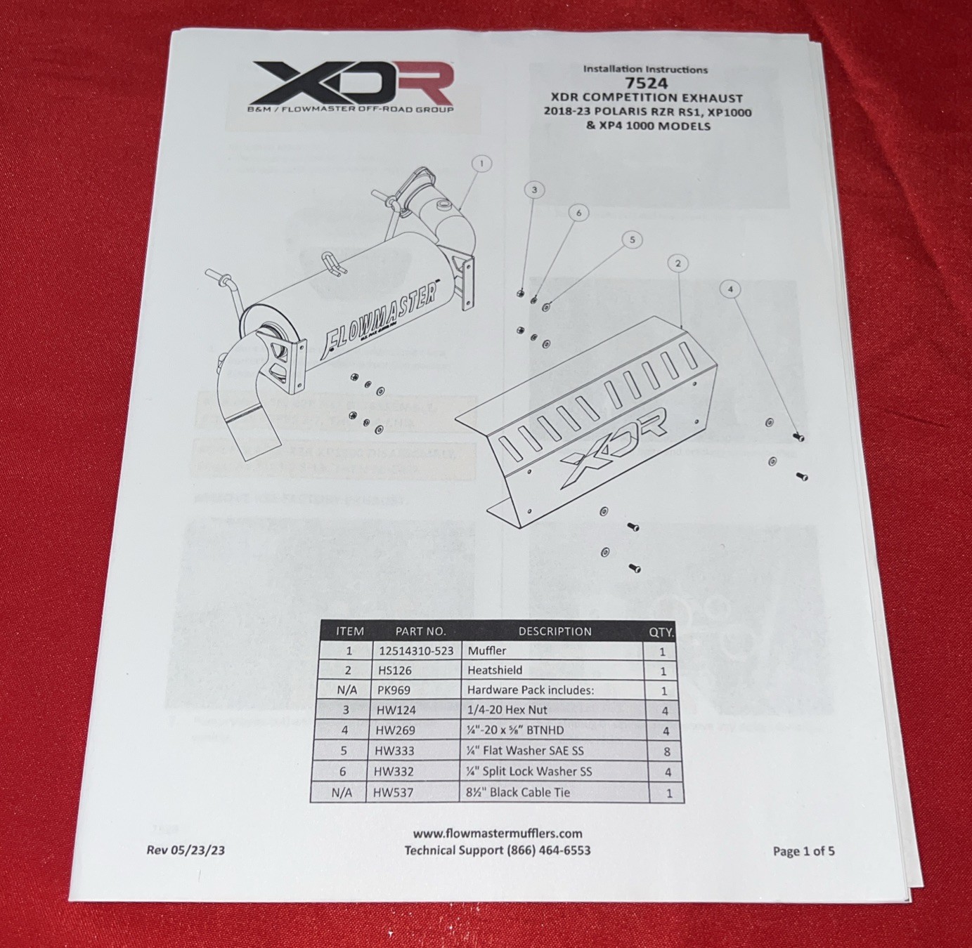 Flowmaster XDR 7524 Performance Exhaust fits 2018-23 Polaris RZR XP & XP 4 1000