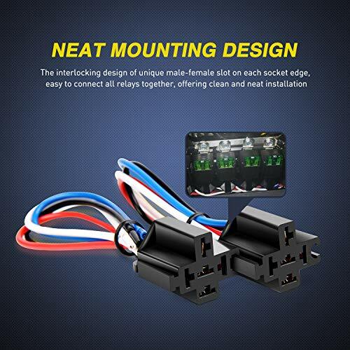 NILIGHT 5PACK 12V 4Pin SPST 30/40 AMP Auto Relay + 14AWG Sockets Wires adn Fuse