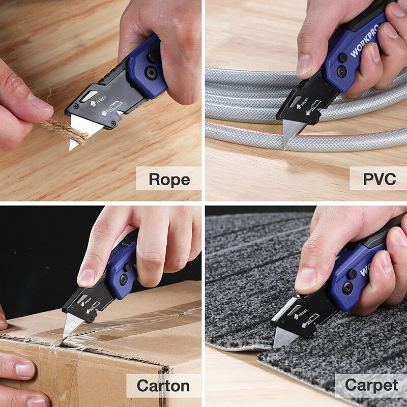 WORKPRO Folding Utility Knife Razor Knife for Cartons Cardboard Boxes 13 Blades