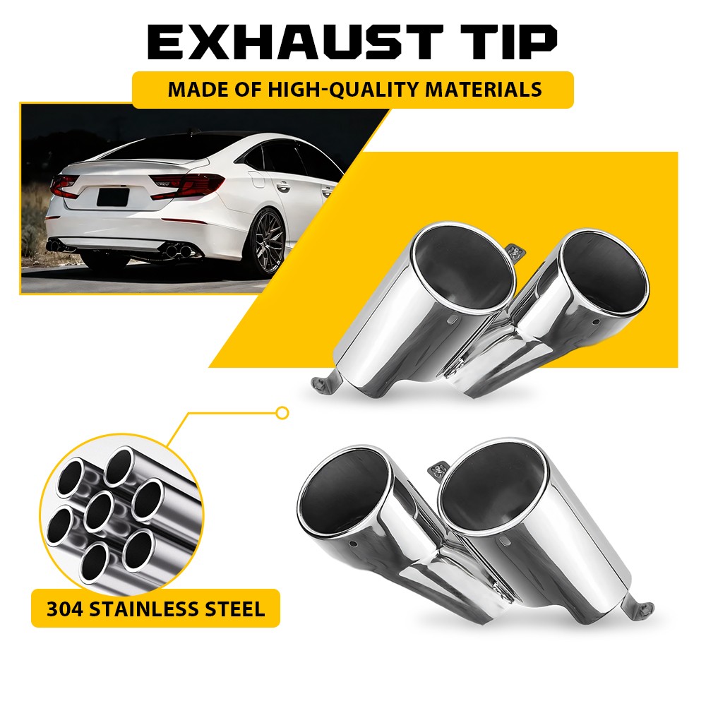 Exhaust Tip For 18-22 Honda Accord Sport Touring Akasaka Quad Tip Muffler 2X