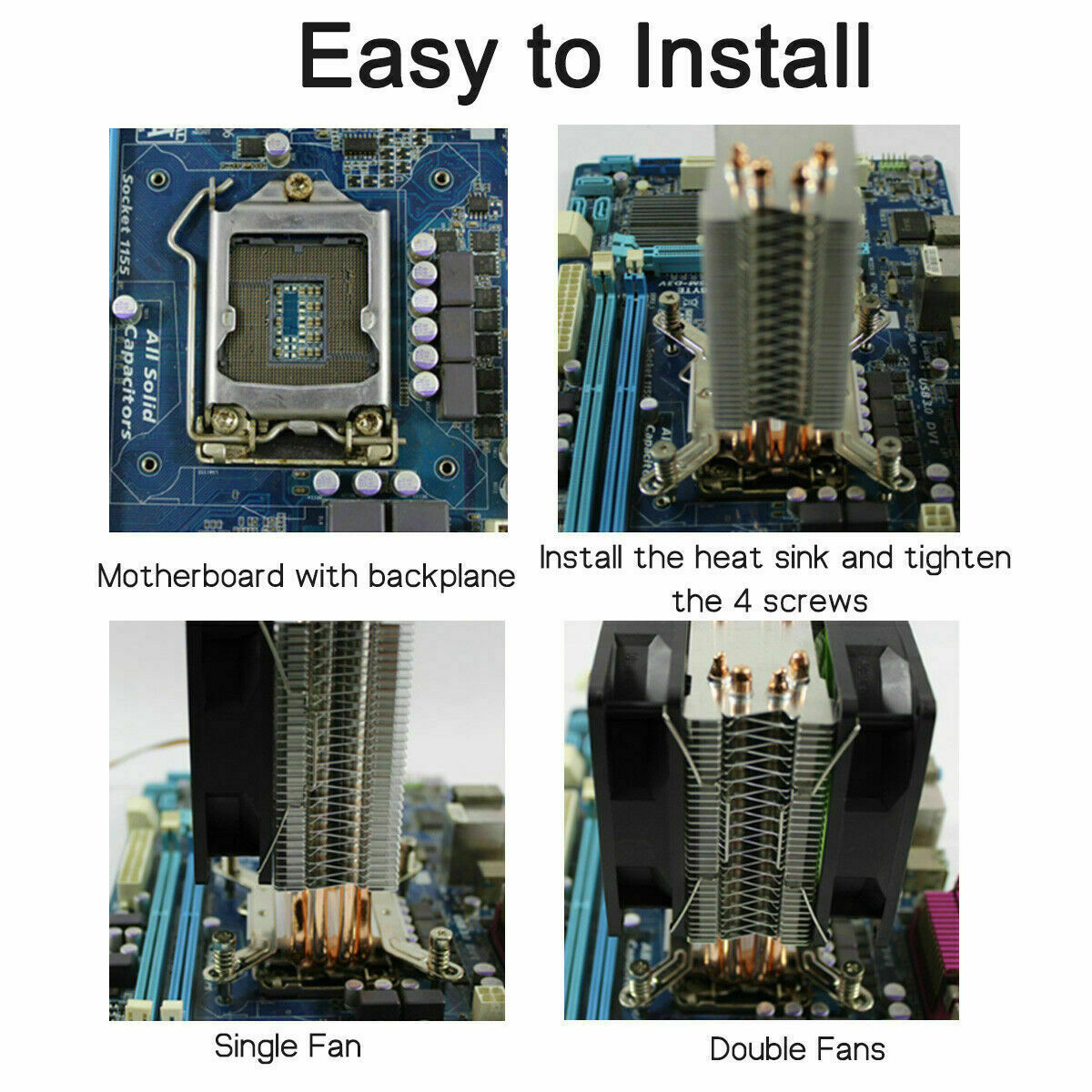 Heatsink CPU Cooler LED RGB Fan with 4 Pin Intel LGA 2011 V2 V3 V4 2011-3