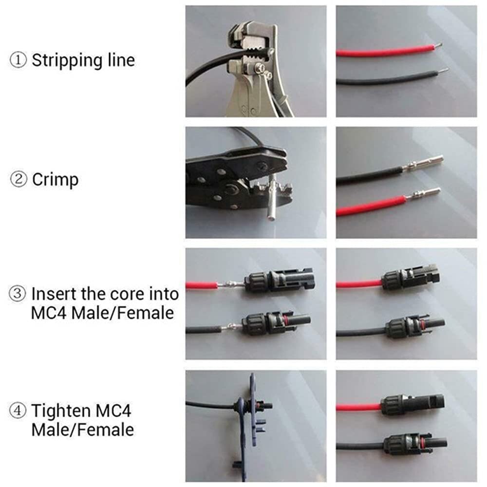 Solar Pv Connector Ip68 1500v 40a Hollow Tinned Copper Terminal Black 5 Pairs