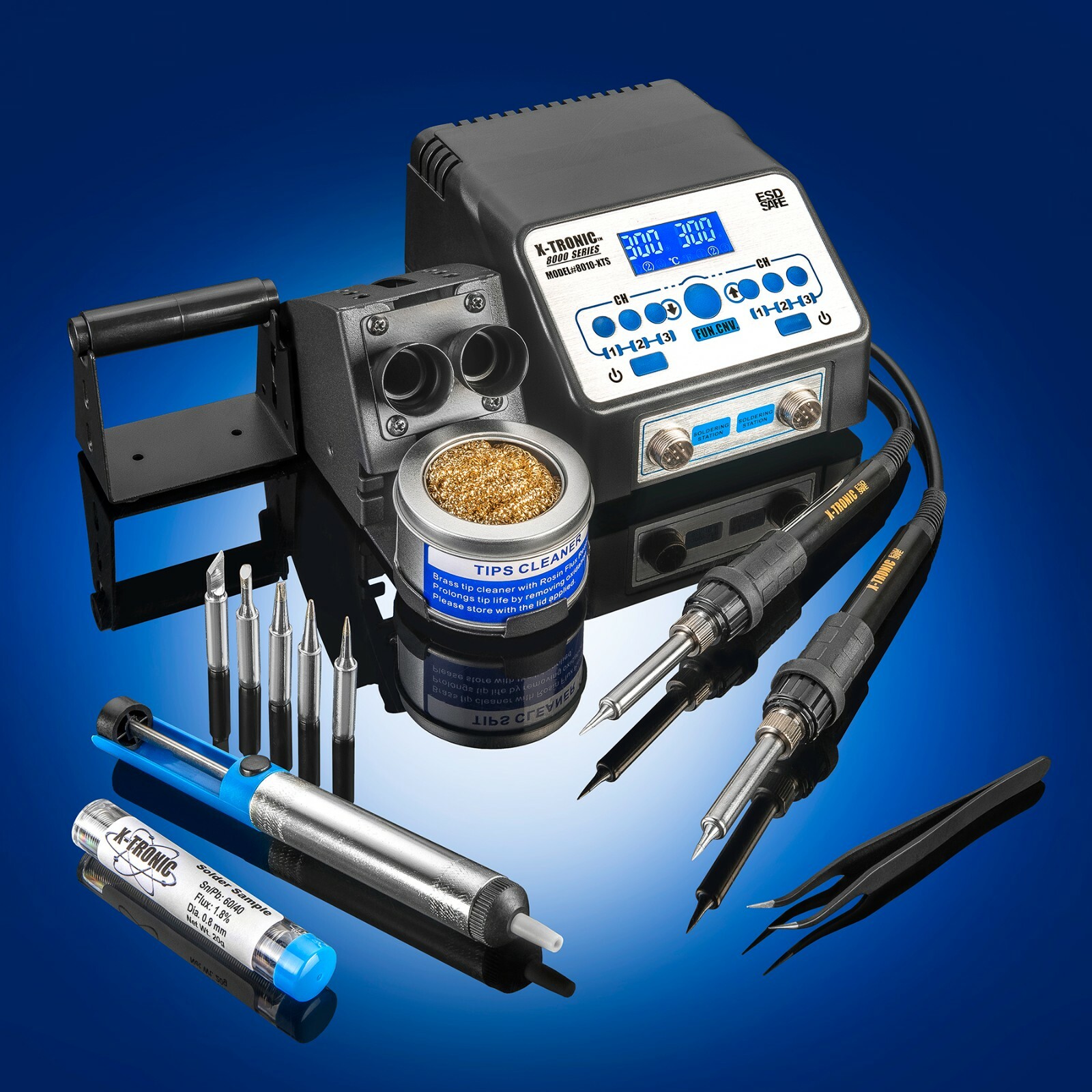 X-Tronic 8010-XTS DUAL Antistatic Digital Soldering Iron Station Kit