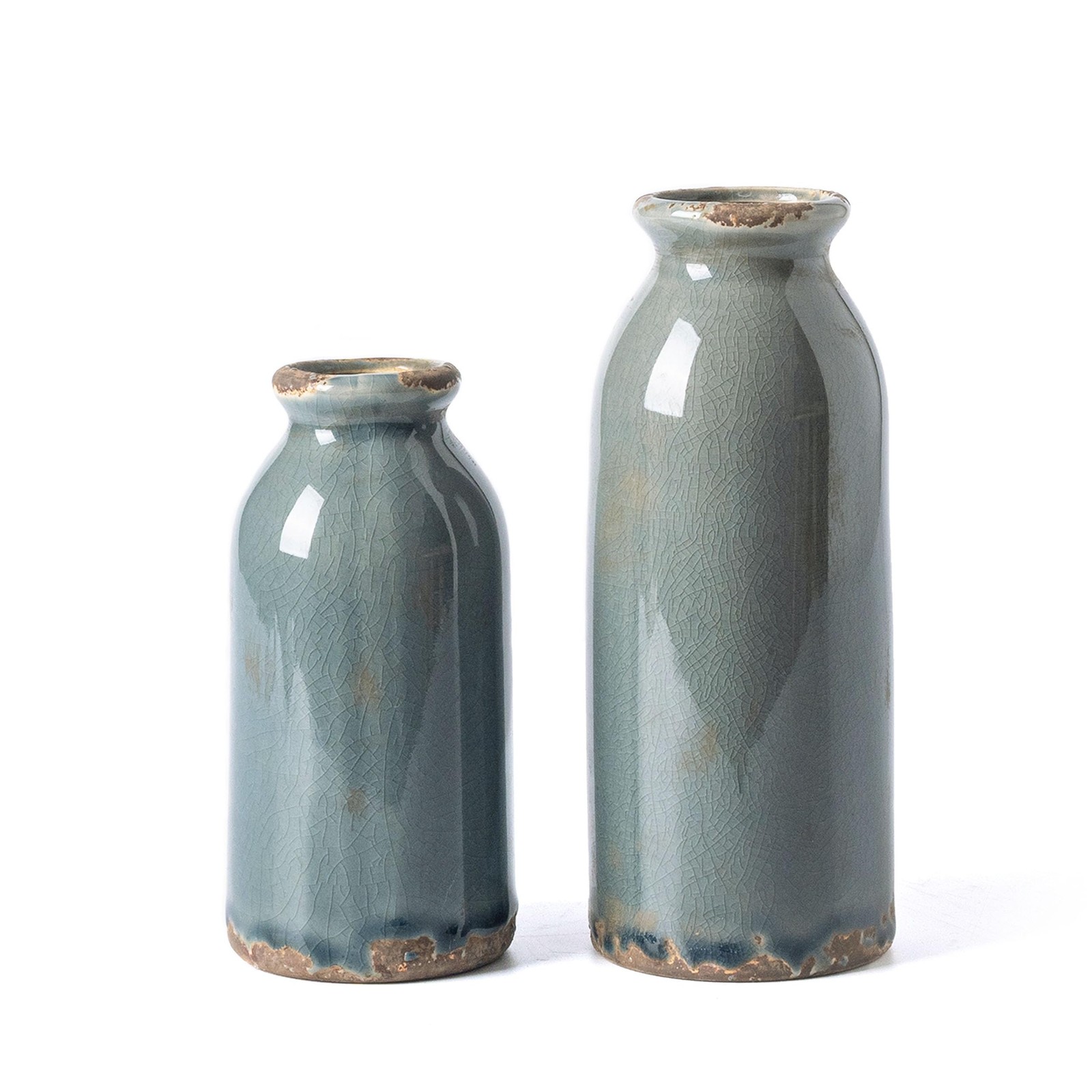VICTOR & TERESA Blue and Grey Ceramic Vases Home Decor, Farmhouse Vases for F
