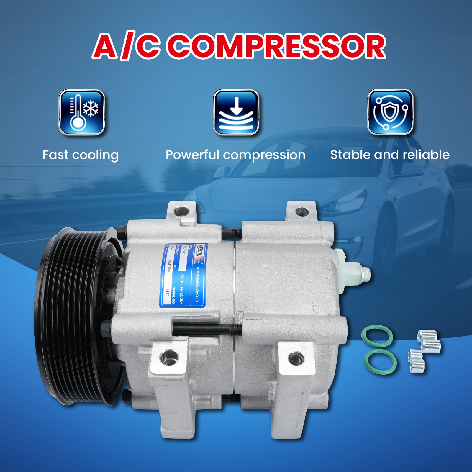 A/C Compressor for Ford F-250 F-350 F-450 F-550 Super Duty 7.3L Mercury Cougar