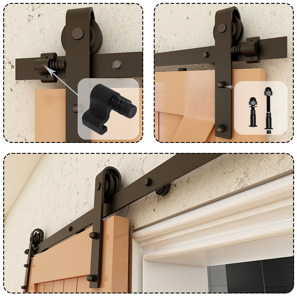 6.6FT Sliding Barn Door Hardware Kit Modern Closet Hang Style Track Rail Black