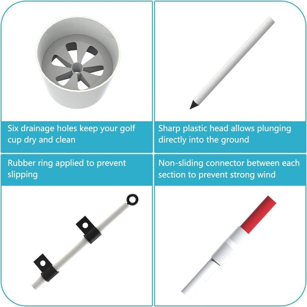 Golf Flagstick 6ft Golf Flag and Cup for Yard Pro Detachable Golf Hole