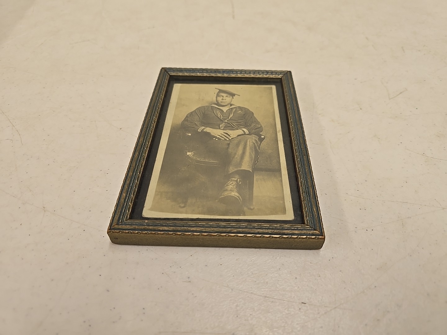 Antique WW1 US Navy African American Sailor Framed Photograph