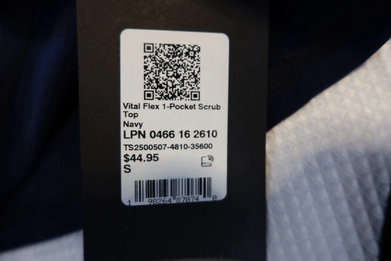 Fabletics Vital 1-Pocket Scrub Top- Navy, Small