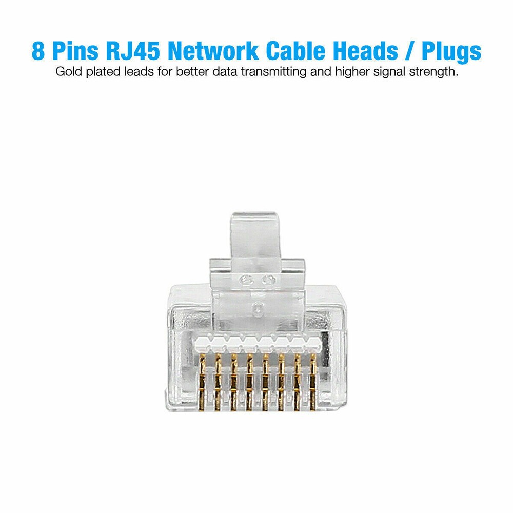 100pcs RJ45 Pass Through Modular Plug Network Cable Connector End 8P8C CAT6 CAT5