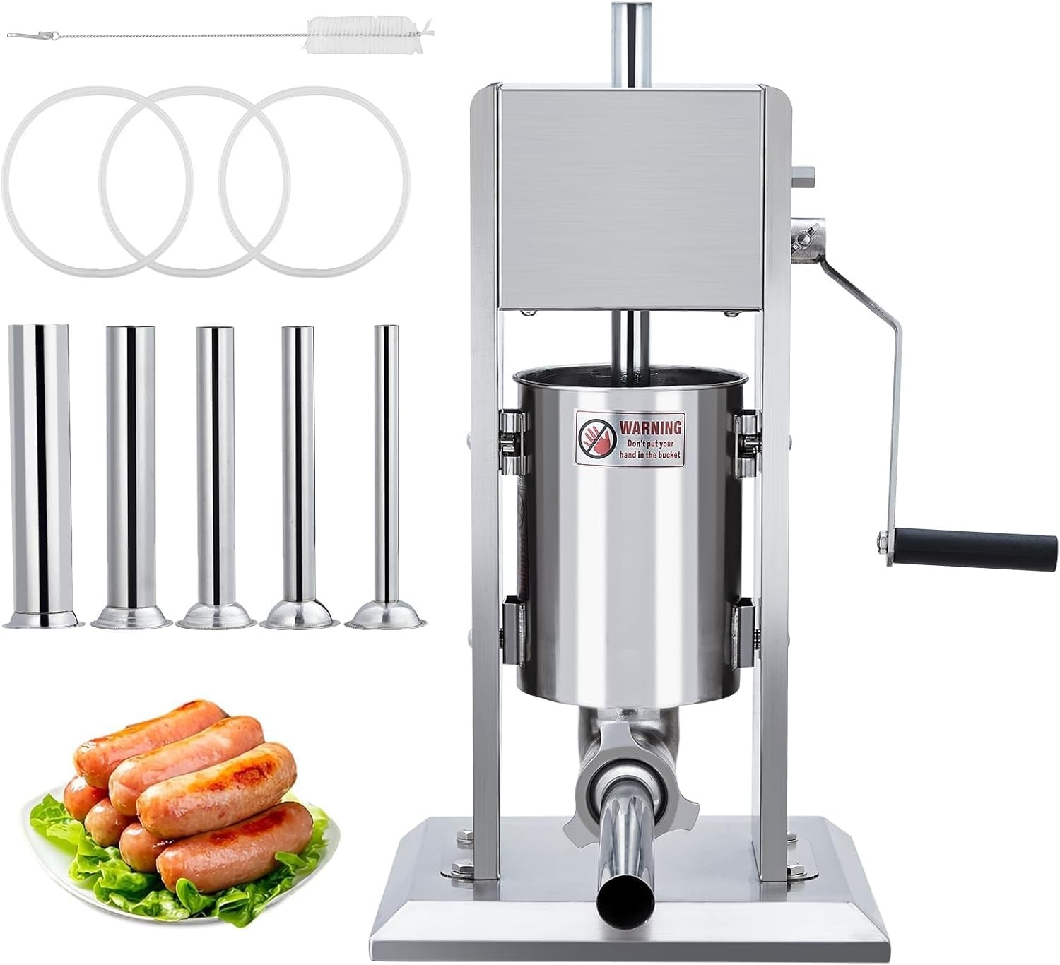 3L Manual Sausage Stuffer Dual-Speed Stainless Steel Sausage Filler & 4 Tubes​​