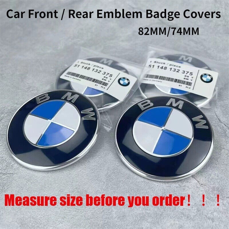 NEW Front Hood + Rear Trunk Logo Fit For BMW Badge Emblem (82mm + 74mm) 🔥🔥