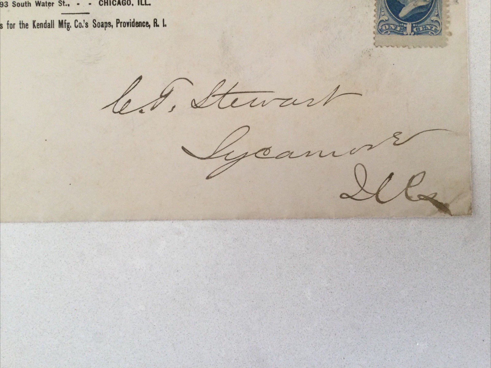 1870s Whitcomb & Kendall Chicago Sycamore Illinois Ad Postal Cover Scott #182 1c