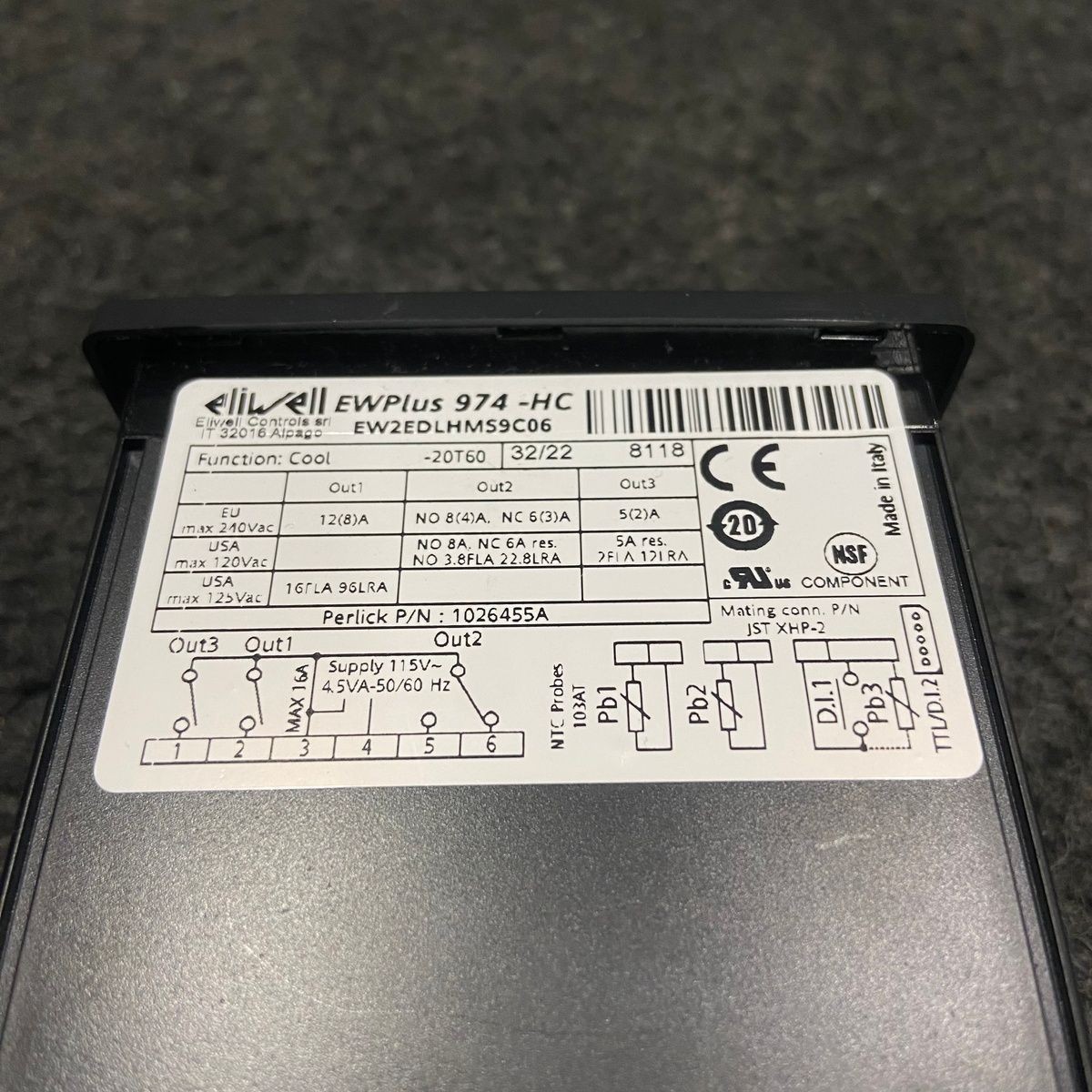 ELIWELL EWPlus 974-HC Temperature Controller EW2EDLHMS9C06, No Box