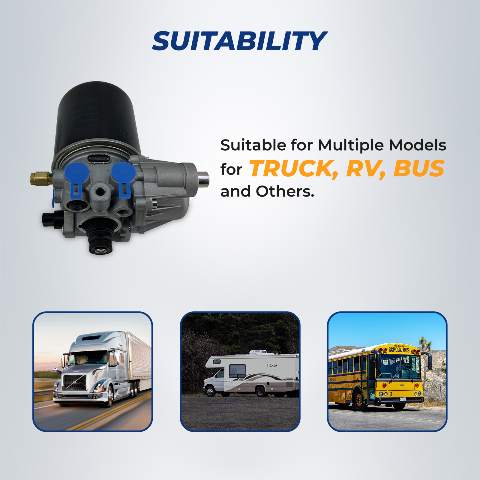 Air Dryer AD 12V Replaces Meritor Wabco 1200 Series R955205 065691 4324130010