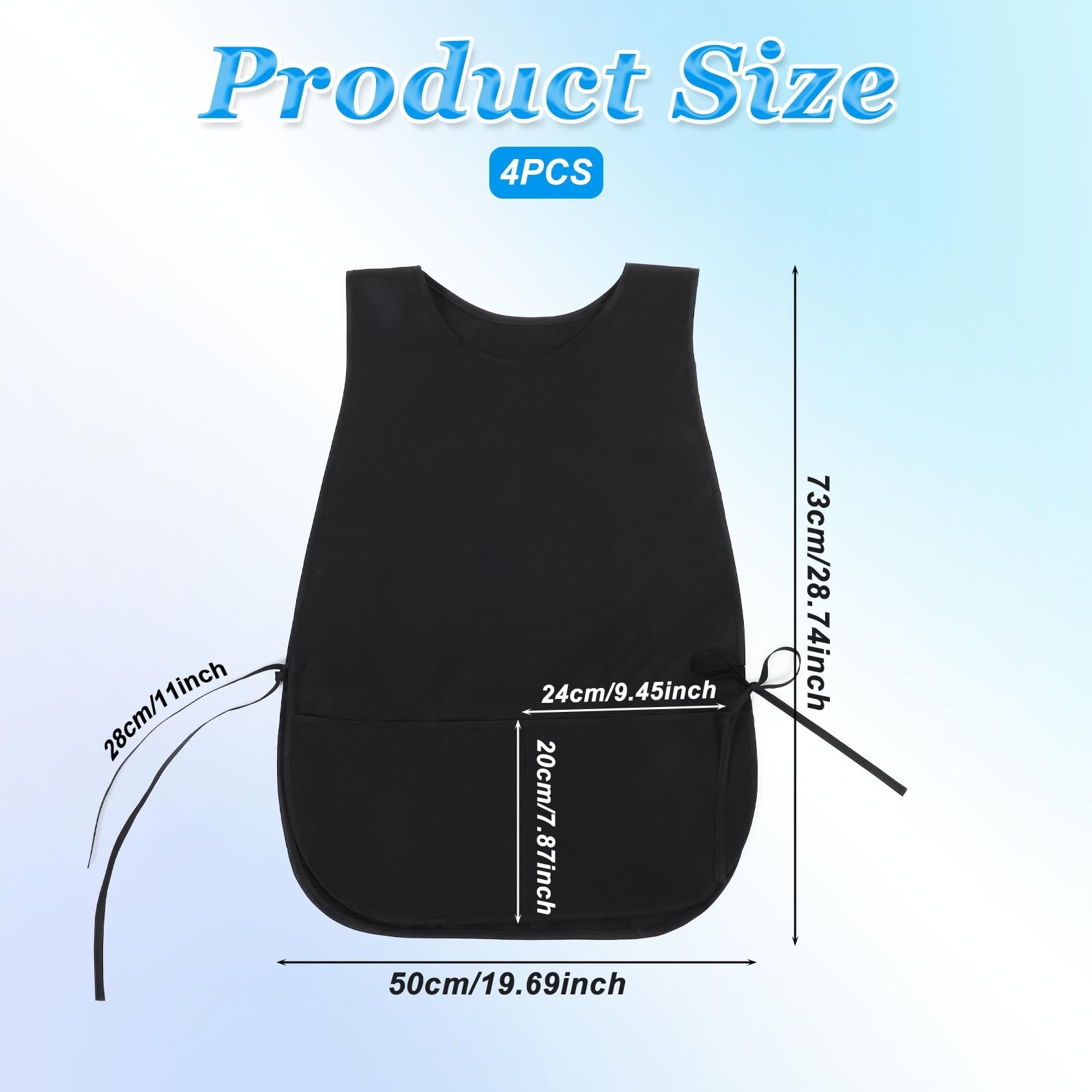 4 Pack Black Waterproof Apron Cobbler Apron Unisex Work Aprons with 2 Deep Po...