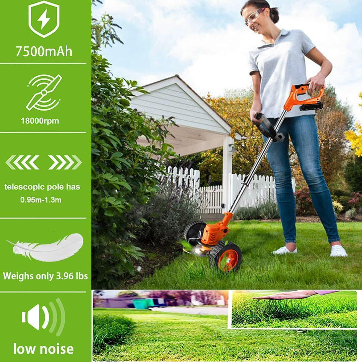 Electric Cordless Weed Lawn Eater Edger Yard Grass String Trimmer Cutter Mower