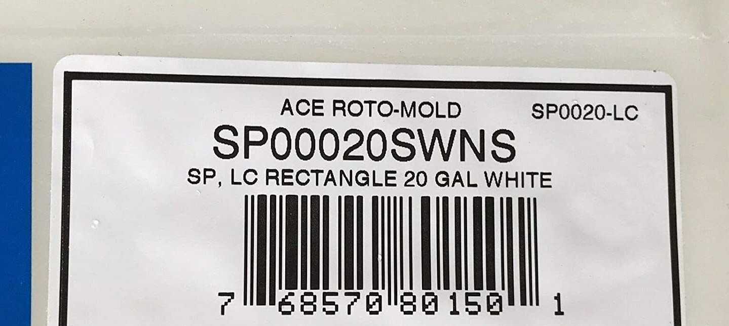 SP0020-LC Ace Roto-Mold 20 Gallon Sumped Rectangular Applicator Tank 28x14x12