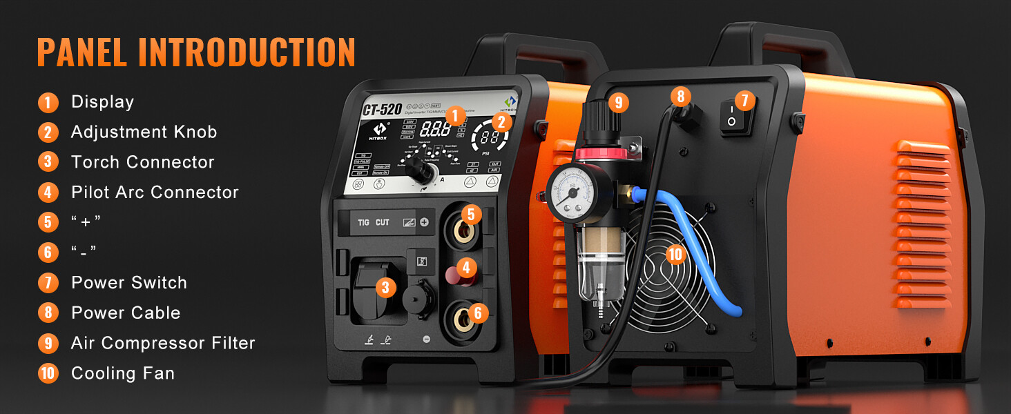 50A 20mm Non-touch Air Plasma Cutter 200A TIG/MMA/Pulse TIG Welder & foot pedal