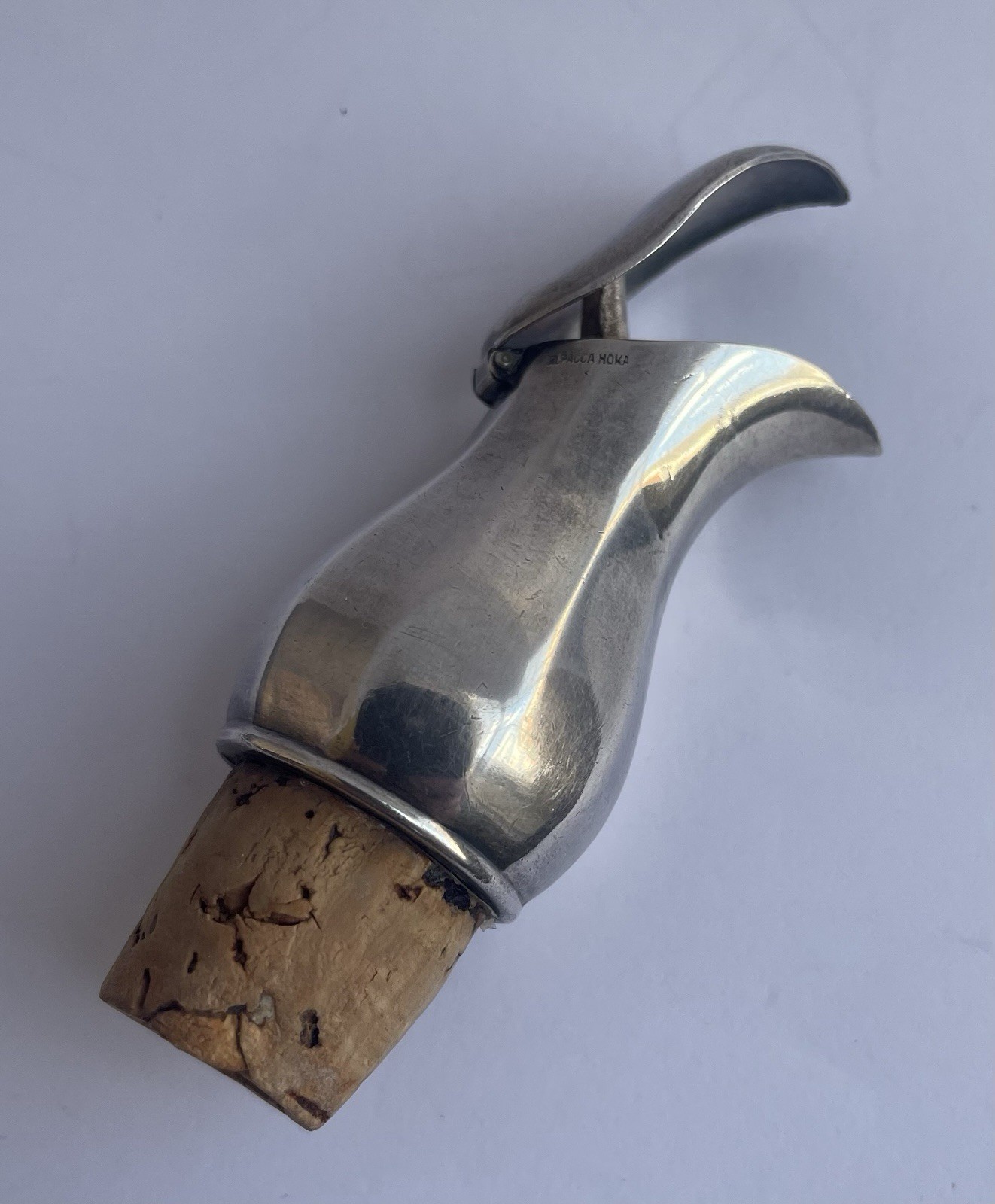 ATQ VTG German Alpacca Hoka Deco Silver Plated Liquor Pourer Counter Balanced