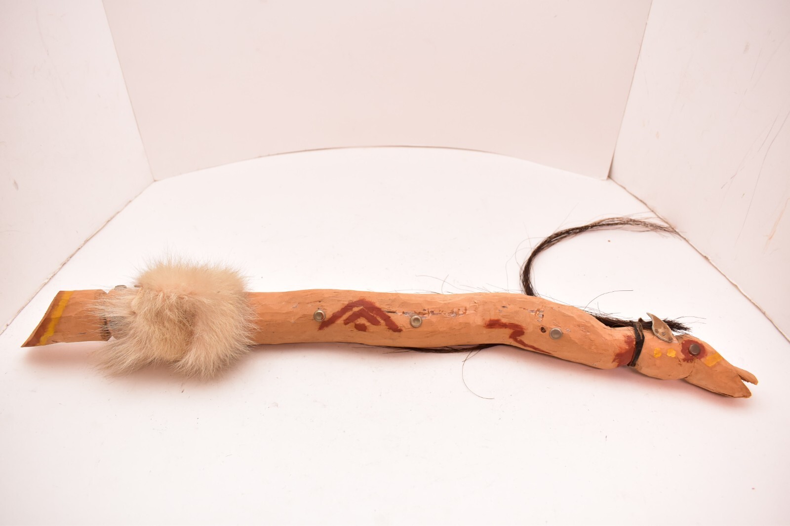 VTG FIGURAL horse Native American Sioux Talking Ceremonial Stick Hand Carved