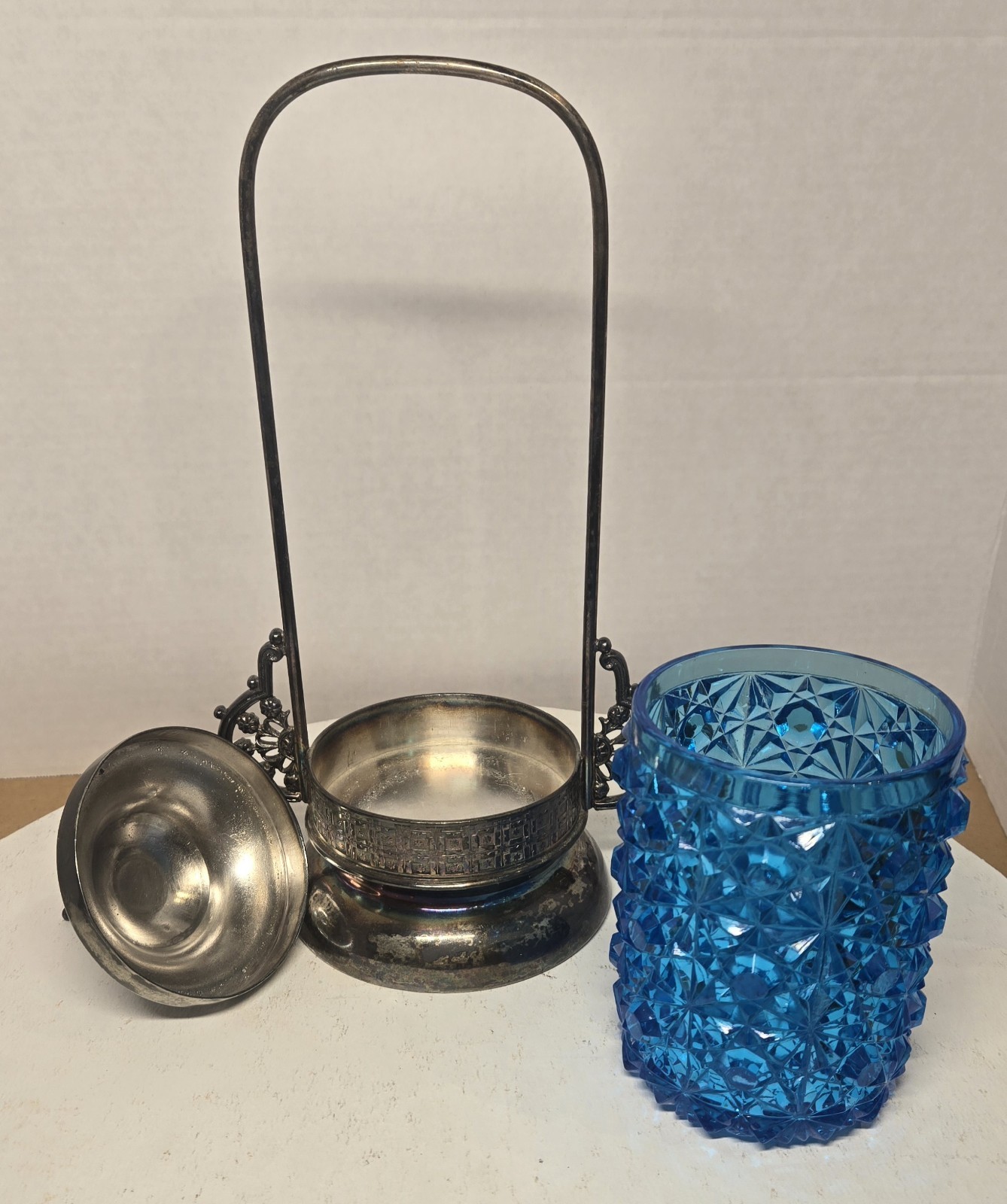 Victorian Blue Daisy Button Pickle Castor