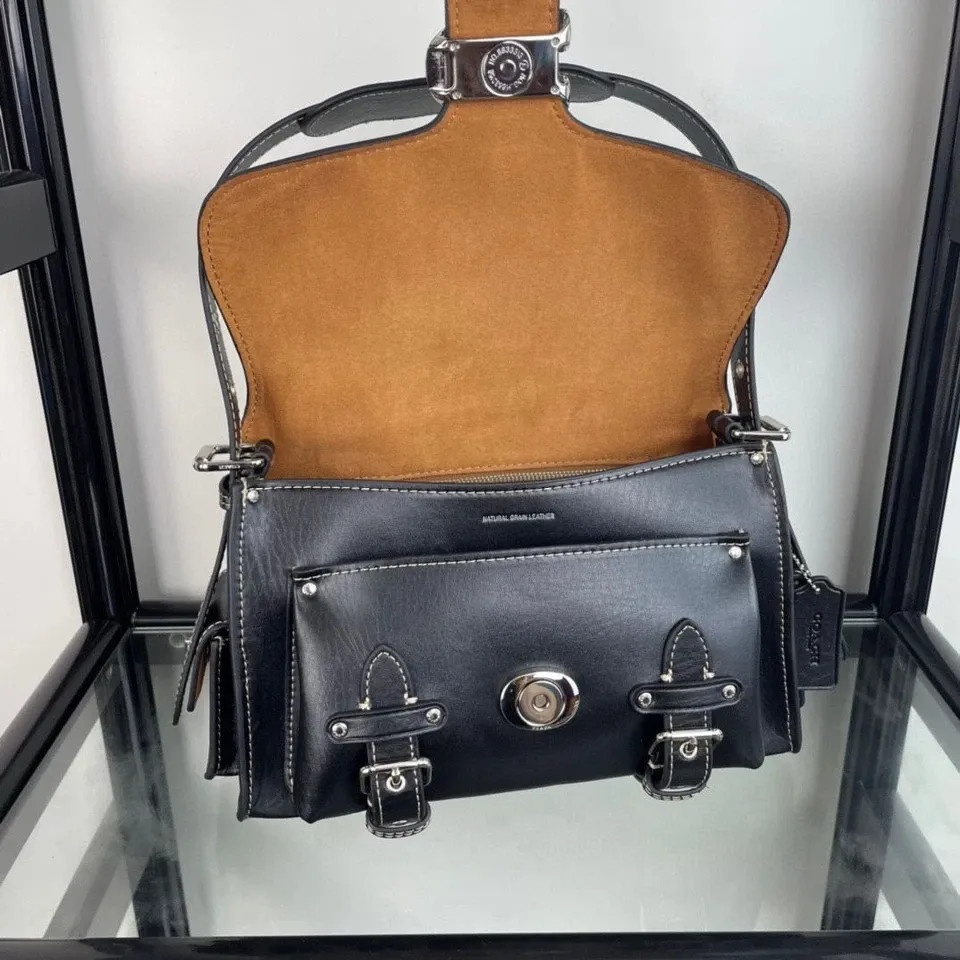 COACH CT721 Black Cargo Soft Tabby Shoulder Bag Crossbody bag Out rp655