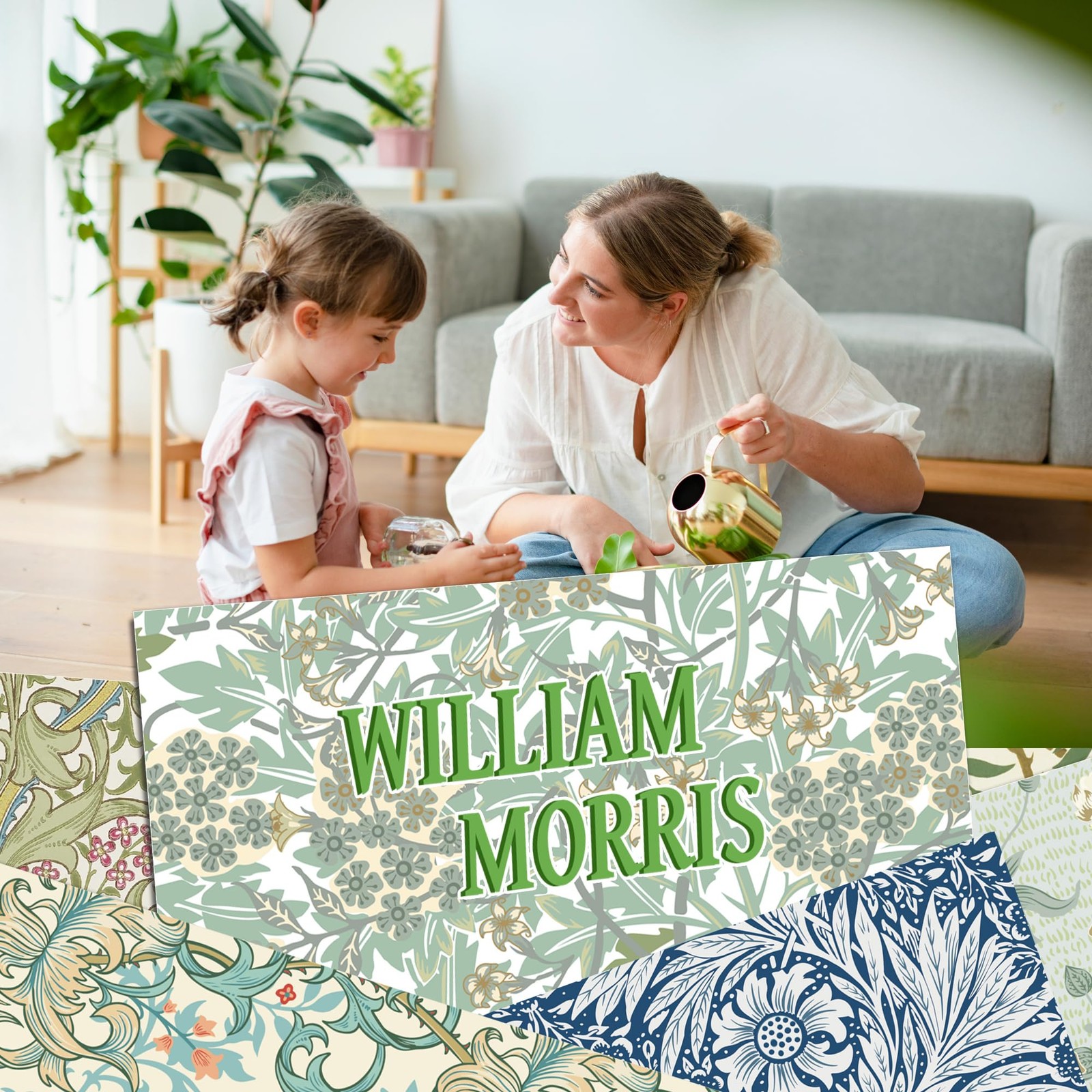 24 Sheets William Morris Scrapbook Paper Pad Double-Sided Vintage white