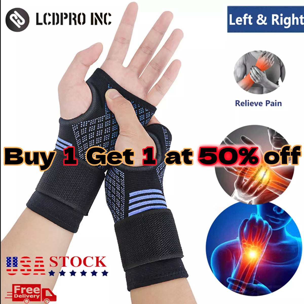 Wrist Hand Brace Support Carpal Tunnel Sprain Arthritis Gym Splint Right / Left