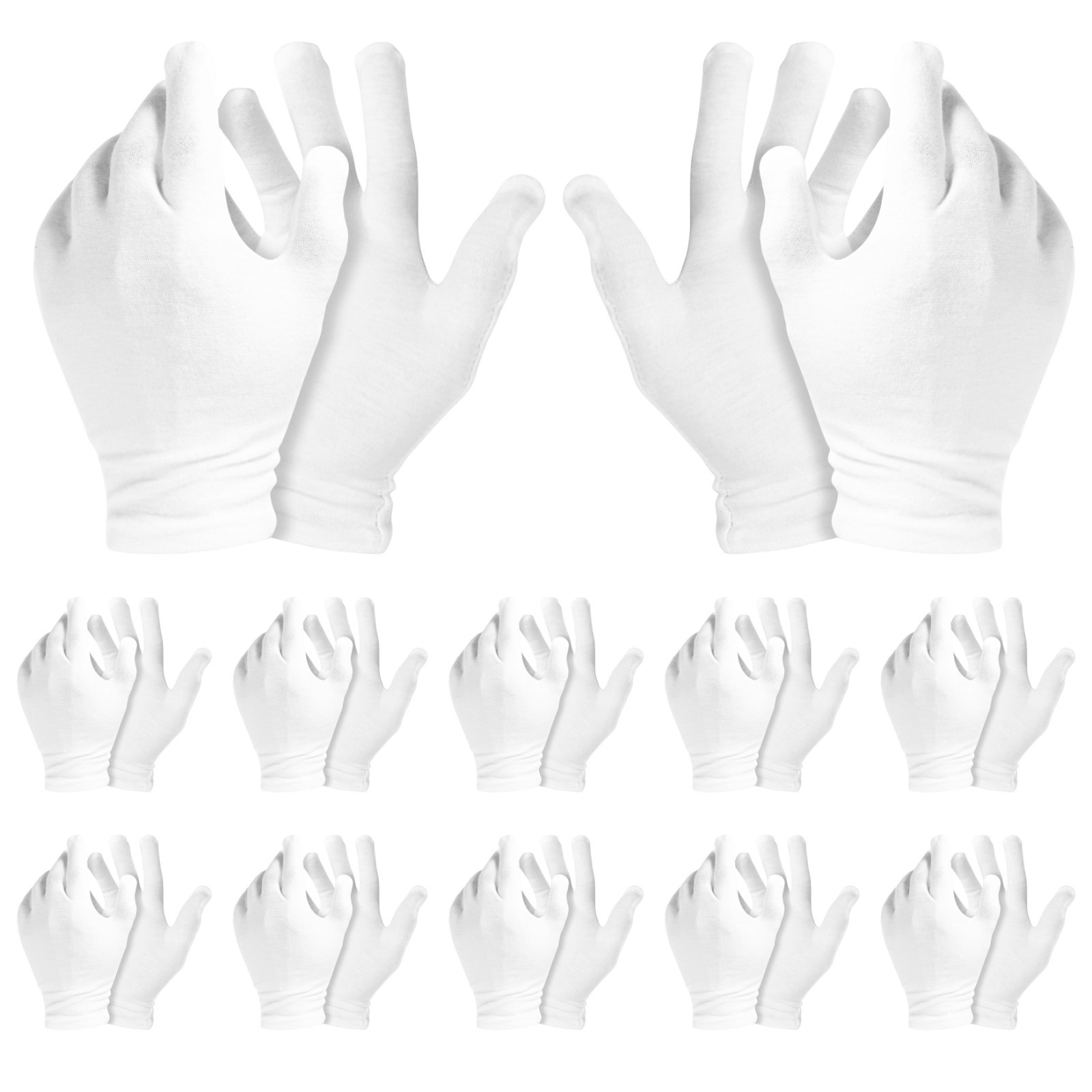 12 Pairs White Cotton Gloves Soft Eczema Moving Sensitive Dry Hands Bulk Pack