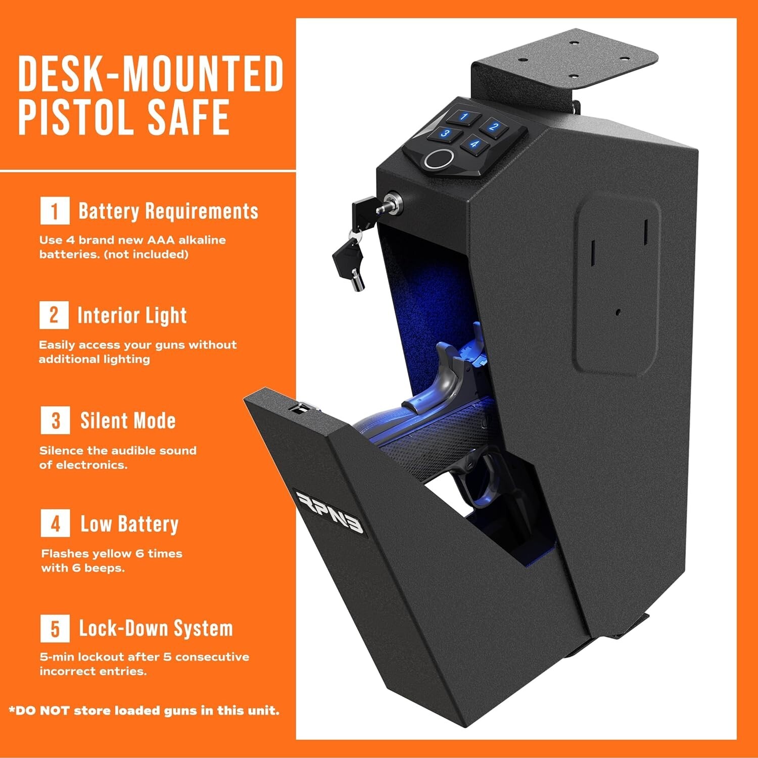 RPNB Biometric Fingerprint Gun Safe Mounted Firearm New
