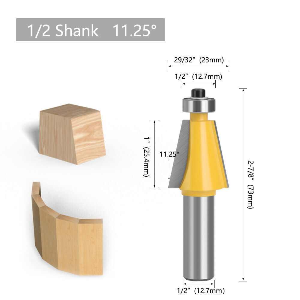 5 Bit Chamfer Edge Forming Router Bit Set - 1/2" Shank Woodworking Cutter