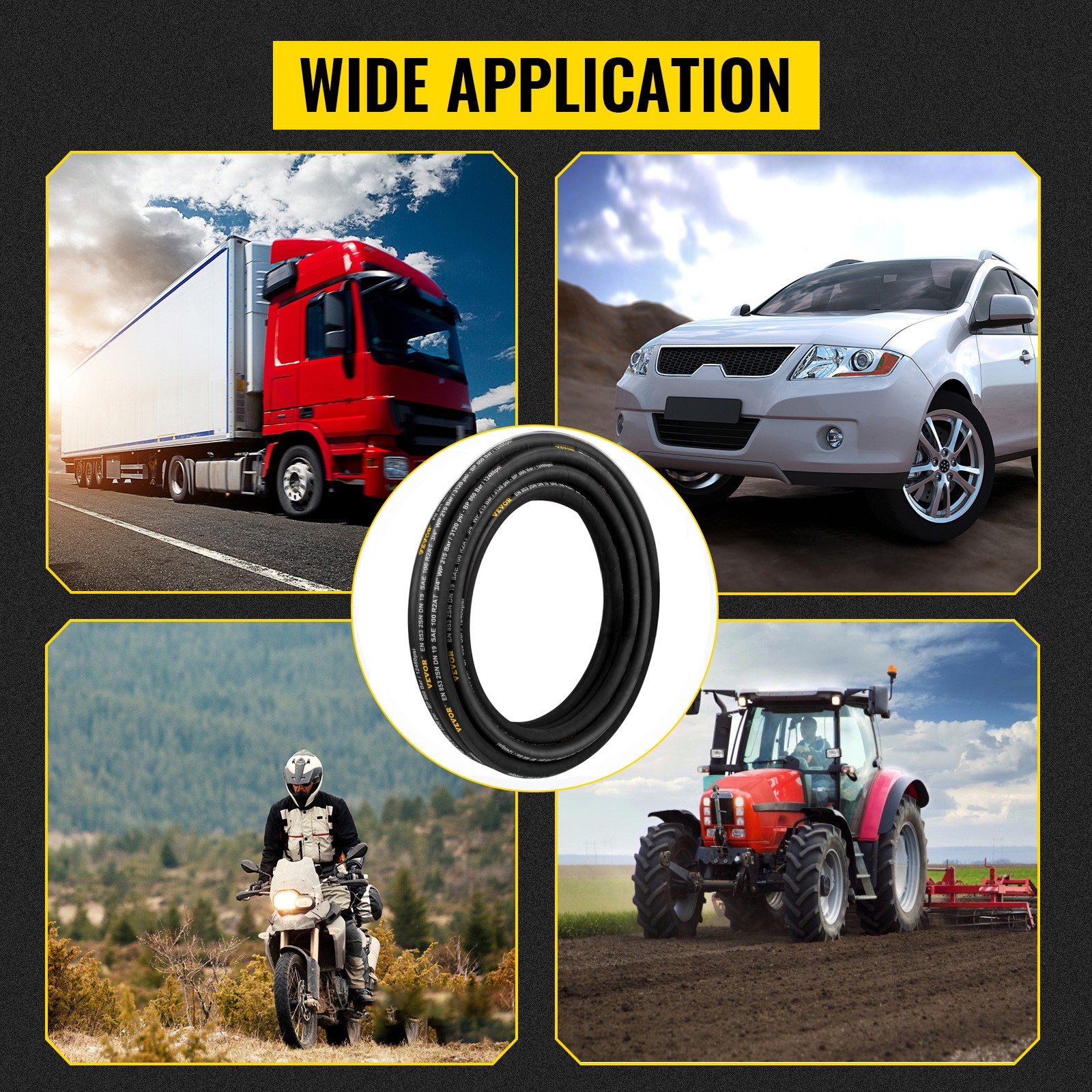 VEVOR Hydraulic Hose, Coiled Hydraulic Hose 100 ft, Bulk Hydraulic Hose 5000 PSI