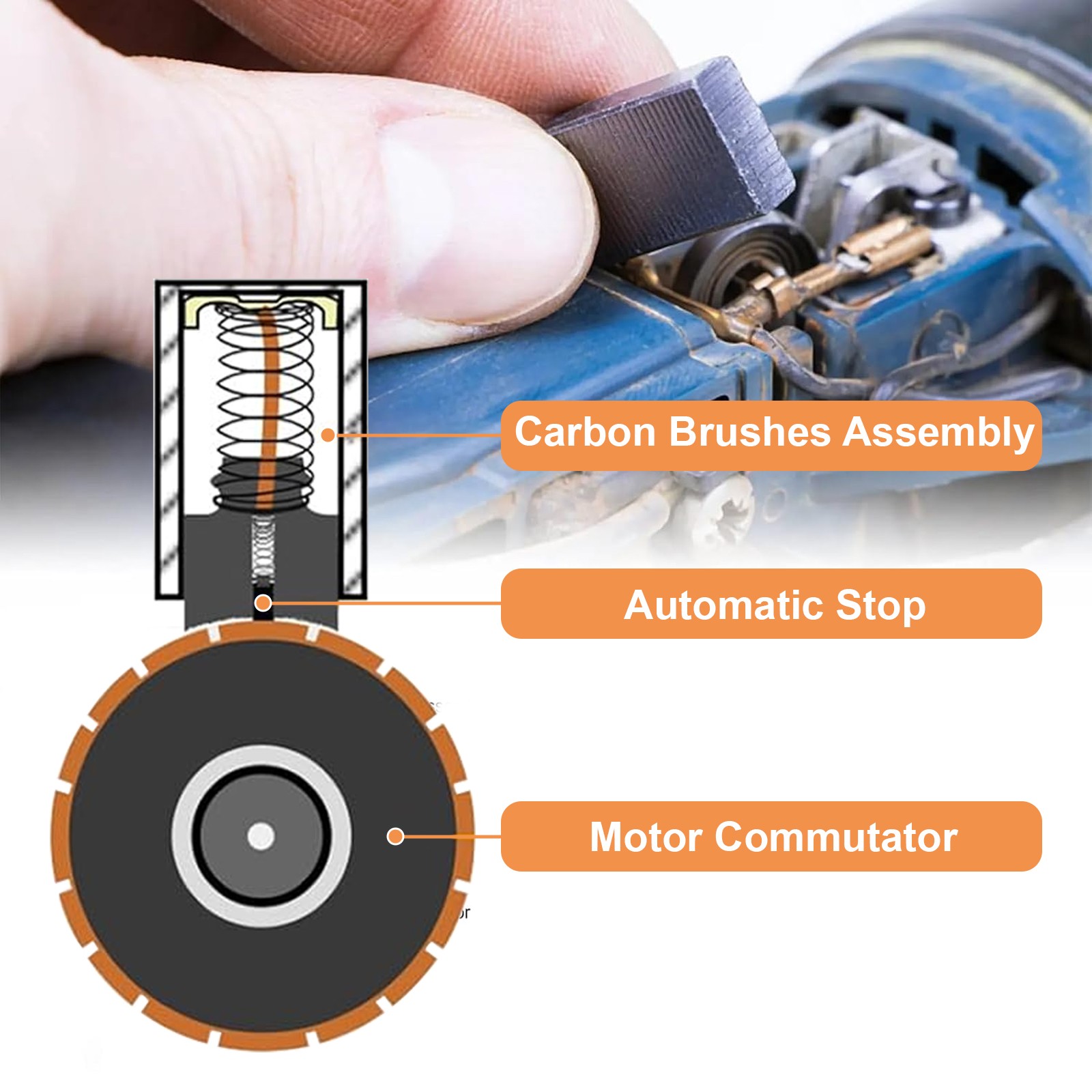 120pcs Power Tool Carbon Brushes Motor Repair Set for Drills Saws Grinder Vacuum