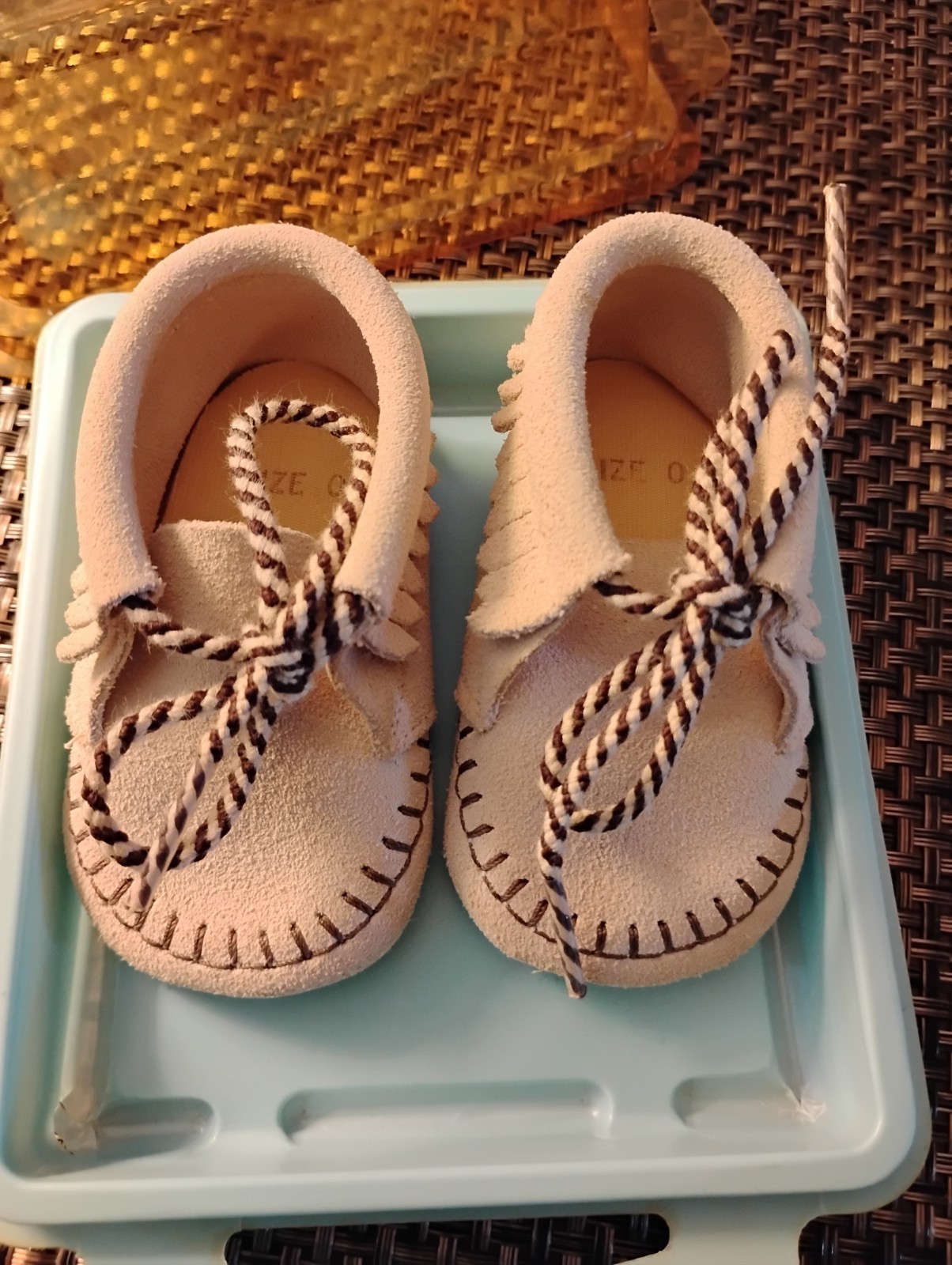 New Baby Toddler Moccasins Suede Soft Fringed Leather CUTE 0-2 Month