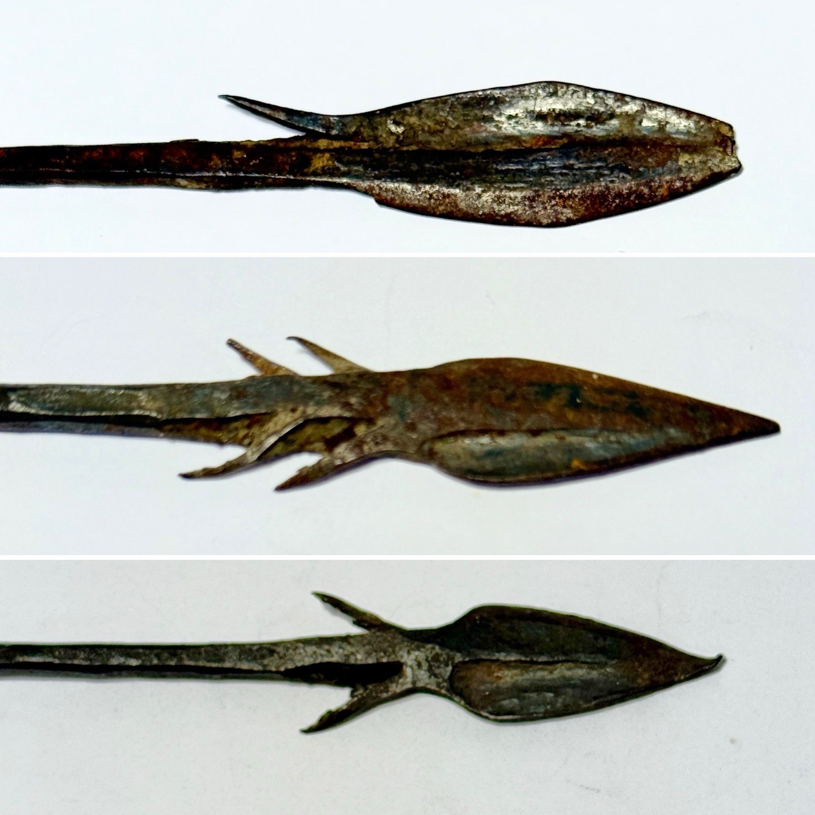 Antique African Spears Tribal Weapons Wood & Iron 3-Piece Set