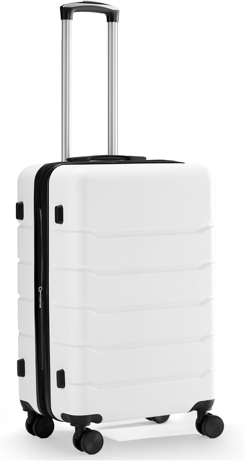 TravelPro 20” Spinner Suitcase with TSA Lock & Double Wheels in White