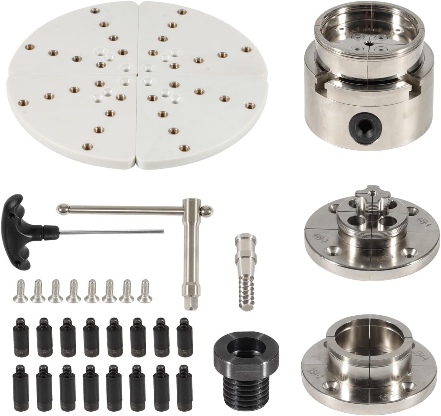 4 Inch Wood Lathe Chuck Set 1" x 8 tpi, Self Centering 4 Jaw Wood Turning Chuck