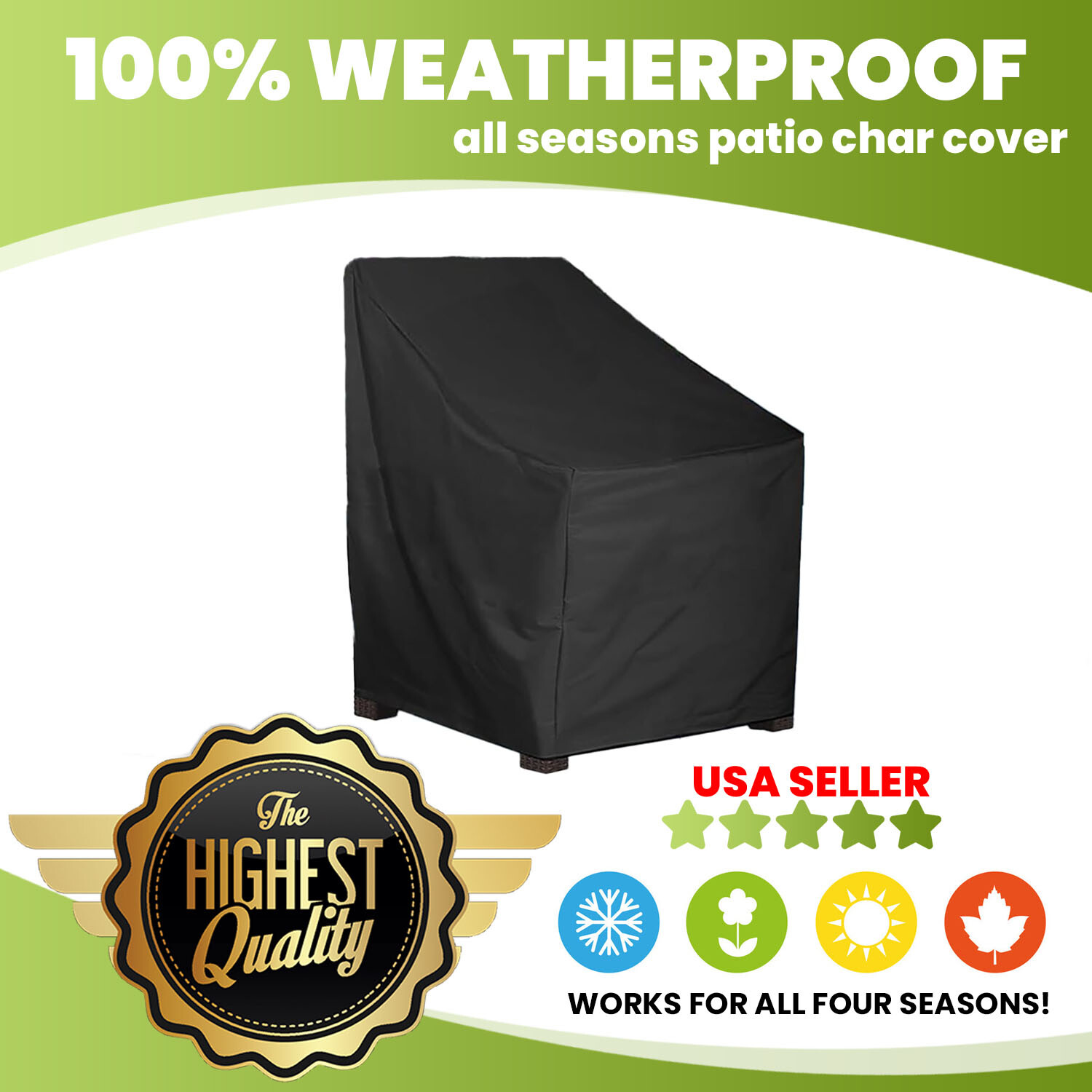 Waterproof Patio Chair Cover, Outdoor Furniture Cover for Lawn/Deck/Garden/Yard
