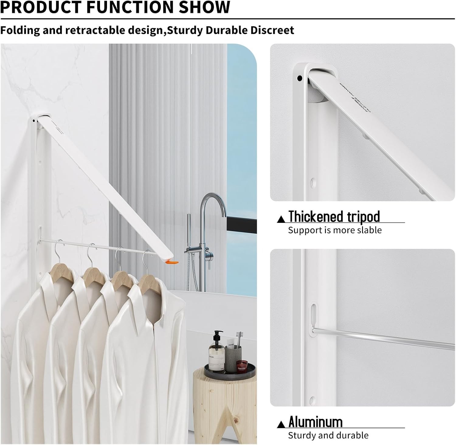 Clothes Drying Rack for Laundry Drying Rack Wall Mounted Clothes Hanger Rack Ret