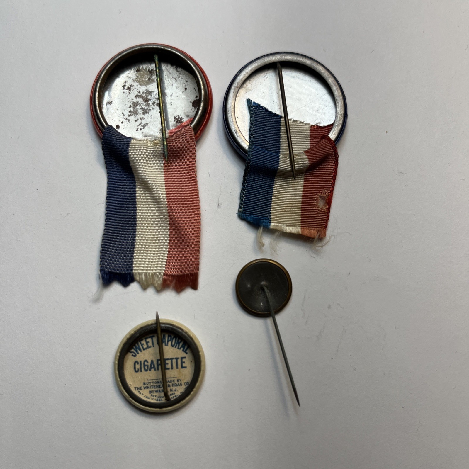 Lot of 4 Original WWI US WELCOME BUDDY V Victory Good Girl Mass MA Button Pin
