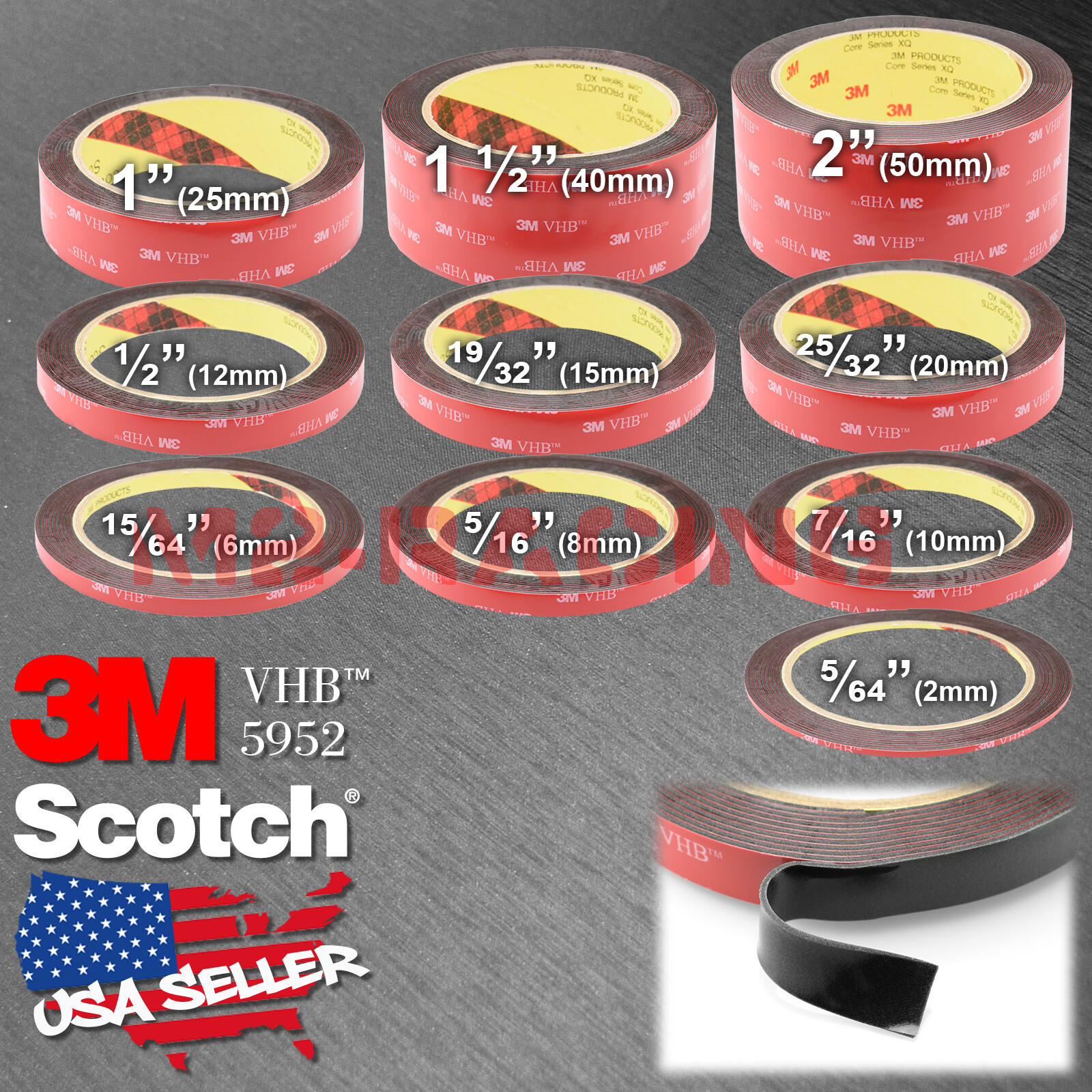 **10 Feet**Genuine 3M VHB #5952 Double-Sided Mounting Acrylic Foam Tape Adhesive